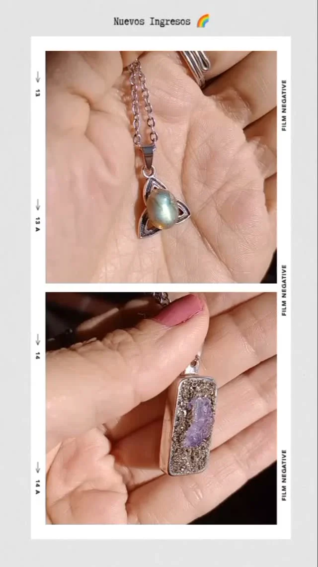Se suman a la familia de @surya.tienda.holistica  la triqueta con Labradorita de Madagascar, protección y conexión en un sólo dije. Y dije rectangular de Pirita con Amatista 💜, abundancia, protección y transmutación para acompañar tus días 🙌🏽✨
